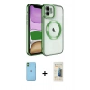 MARSİLYAN™- iPhone 11 Kılıf Nova Işık Özel Seri - Siyah 6D Mat Seramik Hayalet Nano Ekran Koruyucu + Neon Fosforlu Kamera Lens - YL