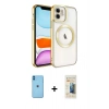 MARSİLYAN™- iPhone 11 Kılıf Nova Işık Özel Seri - Siyah 6D Mat Seramik Hayalet Nano Ekran Koruyucu + Neon Fosforlu Kamera Lens - MI