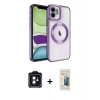 MARSİLYAN™- iPhone 11 Kılıf Nova Işık Özel Seri - Siyah 6D Mat Seramik Hayalet Nano Ekran Koruyucu + PVD Metal Kamera Lens - SH