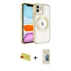 MARSİLYAN™- iPhone 11 Kılıf Nova Işık Özel Seri - Siyah 6D Mat Seramik Hayalet Nano Ekran Koruyucu + Rainbow Kamera Lens Koruma Cam - KI