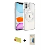 MARSİLYAN™- iPhone 11 Kılıf Nova Işık Özel Seri - Siyah 6D Mat Seramik Hayalet Nano Ekran Koruyucu + Rainbow Kamera Lens Koruma Cam - KI