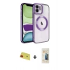 MARSİLYAN™- iPhone 11 Kılıf Nova Işık Özel Seri - Siyah 6D Mat Seramik Hayalet Nano Ekran Koruyucu + Rainbow Kamera Lens Koruma Cam - KI
