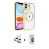 MARSİLYAN™- iPhone 11 Kılıf Nova Işık Özel Seri - Siyah 6D Mat Seramik Hayalet Nano Ekran Koruyucu + Raze Metal Kamera Lens - GS