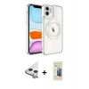 MARSİLYAN™- iPhone 11 Kılıf Nova Işık Özel Seri - Siyah 6D Mat Seramik Hayalet Nano Ekran Koruyucu + Raze Metal Kamera Lens - GS