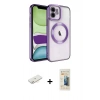 MARSİLYAN™- iPhone 11 Kılıf Nova Işık Özel Seri - Siyah 6D Mat Seramik Hayalet Nano Ekran Koruyucu + Renkli Kamera Lens Koruma Cam - SI