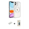 MARSİLYAN™- iPhone 11 Kılıf Nova Işık Özel Seri - Siyah 6D Mat Seramik Hayalet Nano Ekran Koruyucu + Renkli Kamera Lens Koruma Cam - SI