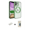 MARSİLYAN™- iPhone 11 Kılıf Nova Işık Özel Seri - Siyah 6D Mat Seramik Hayalet Nano Ekran Koruyucu + Renkli Kamera Lens Koruma Cam - SI