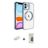 MARSİLYAN™- iPhone 11 Kılıf Nova Işık Özel Seri - Siyah 6D Mat Seramik Hayalet Nano Ekran Koruyucu + Renkli Kamera Lens Koruma Cam - SI