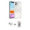 MARSİLYAN™- iPhone 11 Kılıf Nova Işık Özel Seri - Siyah Bilvis 3D Cam Ekran Koruyucu + Pers Alüminyum Kamera Lens - GD