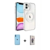 MARSİLYAN™- iPhone 11 Kılıf Nova Işık Özel Seri - Siyah Bilvis 3D Cam Ekran Koruyucu + Neon Fosforlu Kamera Lens - MI
