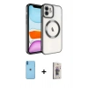 MARSİLYAN™- iPhone 11 Kılıf Nova Işık Özel Seri - Siyah Bilvis 3D Cam Ekran Koruyucu + Neon Fosforlu Kamera Lens - MI