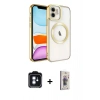 MARSİLYAN™- iPhone 11 Kılıf Nova Işık Özel Seri - Siyah Bilvis 3D Cam Ekran Koruyucu + PVD Metal Kamera Lens - MI
