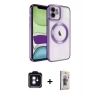 MARSİLYAN™- iPhone 11 Kılıf Nova Işık Özel Seri - Siyah Bilvis 3D Cam Ekran Koruyucu + PVD Metal Kamera Lens - MI