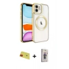 MARSİLYAN™- iPhone 11 Kılıf Nova Işık Özel Seri - Siyah Bilvis 3D Cam Ekran Koruyucu + Rainbow Kamera Lens Koruma Cam - KI