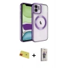 MARSİLYAN™- iPhone 11 Kılıf Nova Işık Özel Seri - Siyah Bilvis 3D Cam Ekran Koruyucu + Rainbow Kamera Lens Koruma Cam - KI
