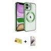 MARSİLYAN™- iPhone 11 Kılıf Nova Işık Özel Seri - Siyah Bilvis 3D Mat Cam Ekran Koruyucu + Kırmızı Rainbow Kamera Lens Koruma Cam
