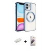 MARSİLYAN™- iPhone 11 Kılıf Nova Işık Özel Seri - Siyah Bilvis 3D Mat Cam Ekran Koruyucu + Renkli Kamera Lens Koruma Cam - PE