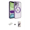 MARSİLYAN™- iPhone 11 Kılıf Nova Işık Özel Seri - Siyah Bilvis 3D Mat Cam Ekran Koruyucu + Renkli Kamera Lens Koruma Cam - PE