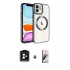 MARSİLYAN™- iPhone 11 Kılıf Nova Işık Özel Seri - Siyah Bilvis 3D Mat Cam Ekran Koruyucu + PVD Metal Kamera Lens - YL