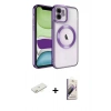 MARSİLYAN™- iPhone 11 Kılıf Nova Işık Özel Seri - Siyah Bilvis 3D Mat Cam Ekran Koruyucu + Renkli Kamera Lens Koruma Cam - SI