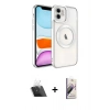 MARSİLYAN™- iPhone 11 Kılıf Nova Işık Özel Seri - Siyah Bilvis 3D Mat Cam Ekran Koruyucu + Şeffaf Kamera Lens Koruma Cam