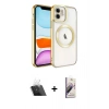 MARSİLYAN™- iPhone 11 Kılıf Nova Işık Özel Seri - Siyah Bilvis 3D Mat Cam Ekran Koruyucu + Şeffaf Kamera Lens Koruma Cam
