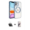 MARSİLYAN™- iPhone 11 Kılıf Nova Işık Özel Seri - Siyah Bilvis 3D Mat Cam Ekran Koruyucu + Şeffaf Kamera Lens Koruma Cam