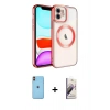 MARSİLYAN™- iPhone 11 Kılıf Nova Işık Özel Seri - Siyah Bilvis 3D Mat Cam Ekran Koruyucu + Turuncu Neon Fosforlu Kamera Lens