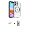 MARSİLYAN™- iPhone 11 Kılıf Nova Işık Özel Seri - Siyah Bilvis 3D Mat Cam Ekran Koruyucu + Yeşil Renkli Kamera Lens Koruma Cam