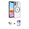 MARSİLYAN™- iPhone 11 Kılıf Nova Işık Özel Seri - Siyah Bilvis 5in1 3D Magic Cam Ekran Koruyucu + Kırmızı Pers Alüminyum Kamera Lens