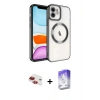 MARSİLYAN™- iPhone 11 Kılıf Nova Işık Özel Seri - Siyah Bilvis 5in1 3D Magic Cam Ekran Koruyucu + Kırmızı Pers Alüminyum Kamera Lens