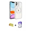 MARSİLYAN™- iPhone 11 Kılıf Nova Işık Özel Seri - Siyah Bilvis 5in1 3D Magic Cam Ekran Koruyucu + Rainbow Kamera Lens Koruma Cam - KI