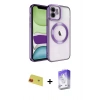 MARSİLYAN™- iPhone 11 Kılıf Nova Işık Özel Seri - Siyah Bilvis 5in1 3D Magic Cam Ekran Koruyucu + Rainbow Kamera Lens Koruma Cam - KI