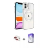MARSİLYAN™- iPhone 11 Kılıf Nova Işık Özel Seri - Siyah Bilvis 5in1 3D Magic Cam Ekran Koruyucu + Kırmızı Pers Alüminyum Kamera Lens