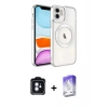 MARSİLYAN™- iPhone 11 Kılıf Nova Işık Özel Seri - Siyah Bilvis 5in1 3D Magic Cam Ekran Koruyucu + PVD Metal Kamera Lens - MI