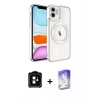MARSİLYAN™- iPhone 11 Kılıf Nova Işık Özel Seri - Siyah Bilvis 5in1 3D Magic Cam Ekran Koruyucu + PVD Metal Kamera Lens - TU