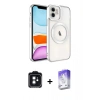 MARSİLYAN™- iPhone 11 Kılıf Nova Işık Özel Seri - Siyah Bilvis 5in1 3D Magic Cam Ekran Koruyucu + Siyah PVD Metal Kamera Lens