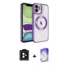 MARSİLYAN™- iPhone 11 Kılıf Nova Işık Özel Seri - Siyah Bilvis 5in1 3D Magic Cam Ekran Koruyucu + Siyah PVD Metal Kamera Lens
