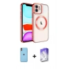 MARSİLYAN™- iPhone 11 Kılıf Nova Işık Özel Seri - Siyah Bilvis 5in1 3D Magic Cam Ekran Koruyucu + Turuncu Neon Fosforlu Kamera Lens