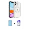 MARSİLYAN™- iPhone 11 Kılıf Nova Işık Özel Seri - Siyah Bilvis 5in1 3D Magic Cam Ekran Koruyucu + Turuncu Neon Fosforlu Kamera Lens