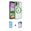 MARSİLYAN™- iPhone 11 Kılıf Nova Işık Özel Seri - Siyah Bilvis 5in1 3D Magic Cam Ekran Koruyucu + Turuncu Neon Fosforlu Kamera Lens