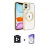 MARSİLYAN™- iPhone 11 Kılıf Nova Işık Özel Seri - Siyah Bilvis 5in1 3D Magic Cam Ekran Koruyucu + Yeşil PVD Metal Kamera Lens