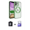 MARSİLYAN™- iPhone 11 Kılıf Nova Işık Özel Seri - Siyah Bilvis 5in1 5D Magic Hayalet Cam Ekran Koruyucu + PVD Metal Kamera Lens - MI