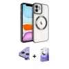 MARSİLYAN™- iPhone 11 Kılıf Nova Işık Özel Seri - Siyah Bilvis 5in1 5D Magic Hayalet Cam Ekran Koruyucu + Raze Metal Kamera Lens - MR