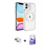 MARSİLYAN™- iPhone 11 Kılıf Nova Işık Özel Seri - Siyah Bilvis 5in1 5D Magic Hayalet Cam Ekran Koruyucu + Pers Alüminyum Kamera Lens - YL