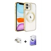 MARSİLYAN™- iPhone 11 Kılıf Nova Işık Özel Seri - Siyah Bilvis 5in1 5D Magic Hayalet Cam Ekran Koruyucu + Pers Alüminyum Kamera Lens - GD