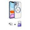 MARSİLYAN™- iPhone 11 Kılıf Nova Işık Özel Seri - Siyah Bilvis 5in1 5D Magic Hayalet Cam Ekran Koruyucu + Pers Alüminyum Kamera Lens - YL
