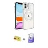 MARSİLYAN™- iPhone 11 Kılıf Nova Işık Özel Seri - Siyah Bilvis 5in1 5D Magic Hayalet Cam Ekran Koruyucu + Rainbow Kamera Lens Koruma Cam - KI