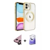 MARSİLYAN™- iPhone 11 Kılıf Nova Işık Özel Seri - Siyah Bilvis 5in1 5D Magic Hayalet Cam Ekran Koruyucu + Raze Metal Kamera Lens - SH