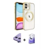 MARSİLYAN™- iPhone 11 Kılıf Nova Işık Özel Seri - Siyah Bilvis 5in1 5D Magic Hayalet Cam Ekran Koruyucu + Raze Metal Kamera Lens - MR